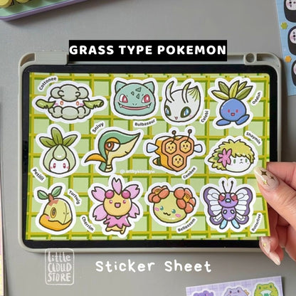 Grass Type Pokémon Sticker Sheet