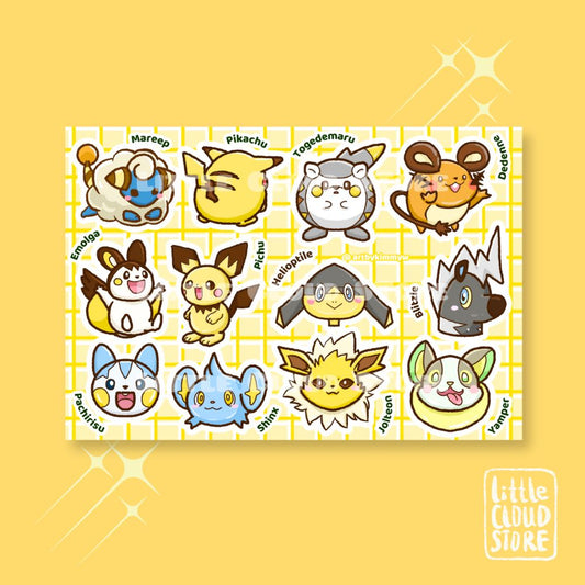 Electric type Pokémon Sticker Sheet