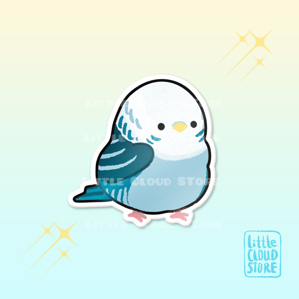Blue Budgie Vinyl Sticker